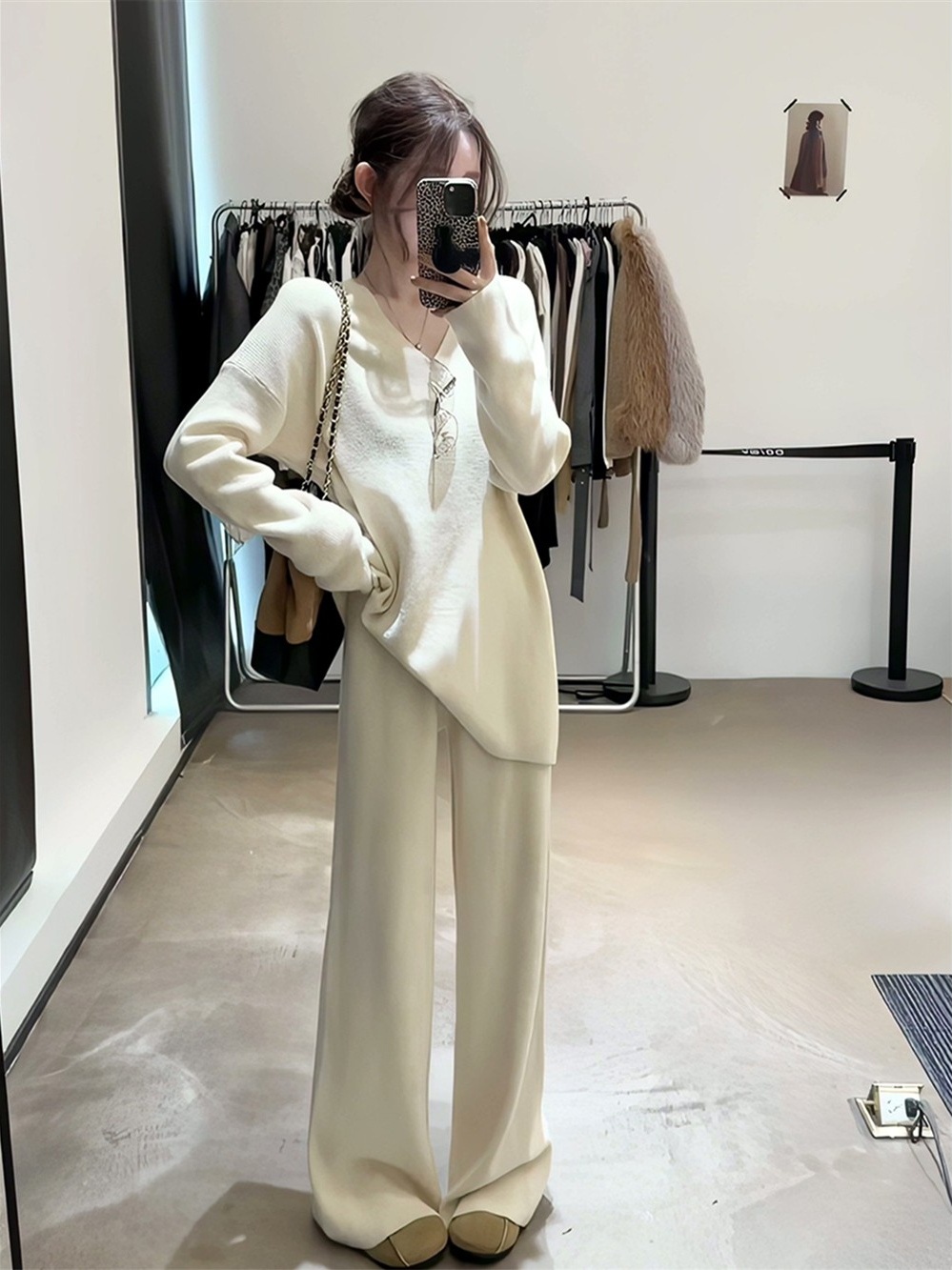 冬日高級感套裝｜毛毛背心｜針織上衣｜針織長褲｜氣質層次感穿搭