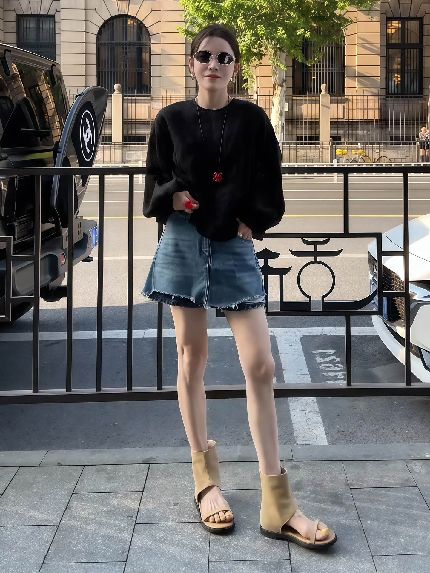 獨家設計款 | 薄款長袖上衣+吊帶背心+牛仔裙褲｜小眾設計感｜三件式