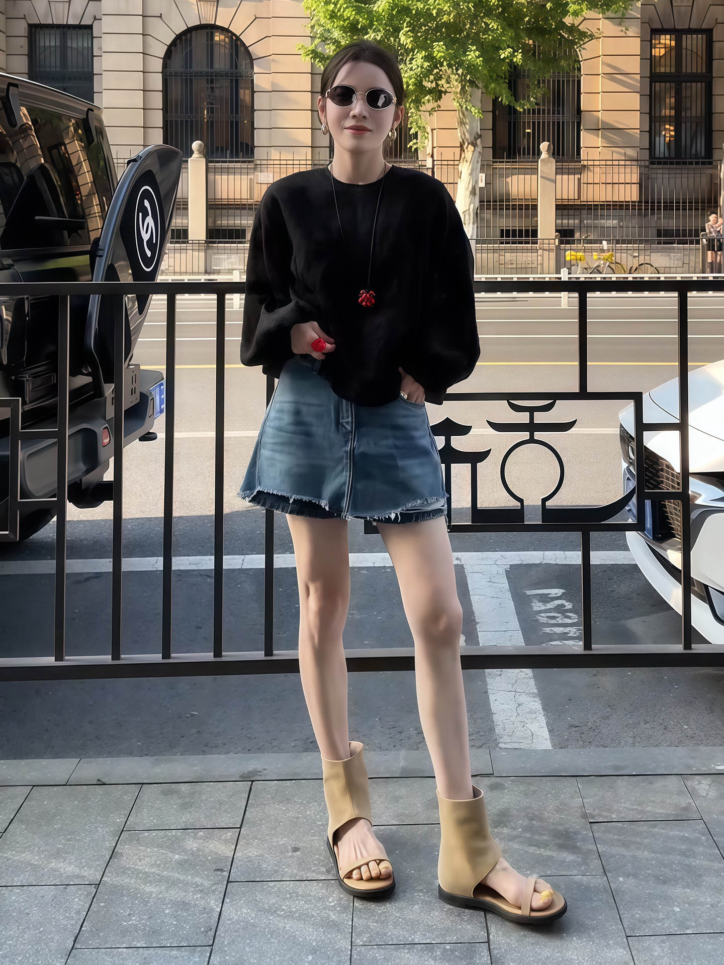 獨家設計款 | 薄款長袖上衣+吊帶背心+牛仔裙褲｜小眾設計感｜三件式