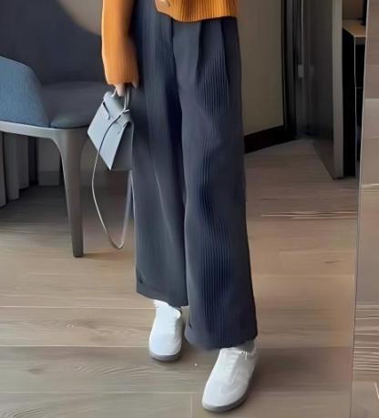 秋季輕熟法式套裝｜兩色毛衣 | 垂感闊腿褲｜氣質通勤約會兩件組