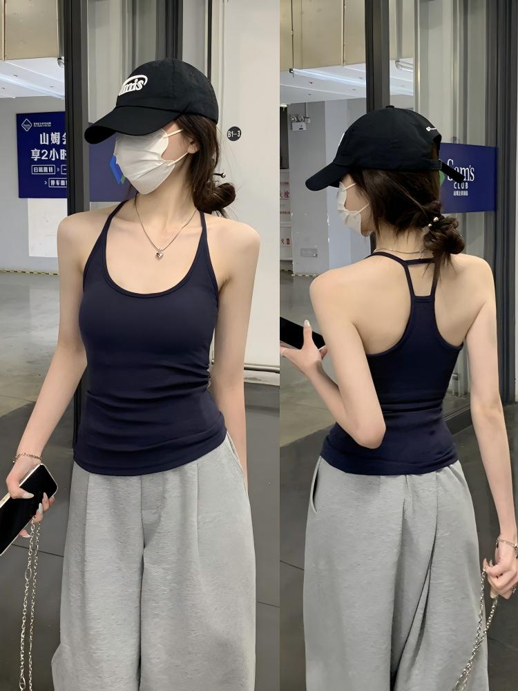 高級感辣妹風丨 U 領掛脖吊帶丨夏季內搭工字背心