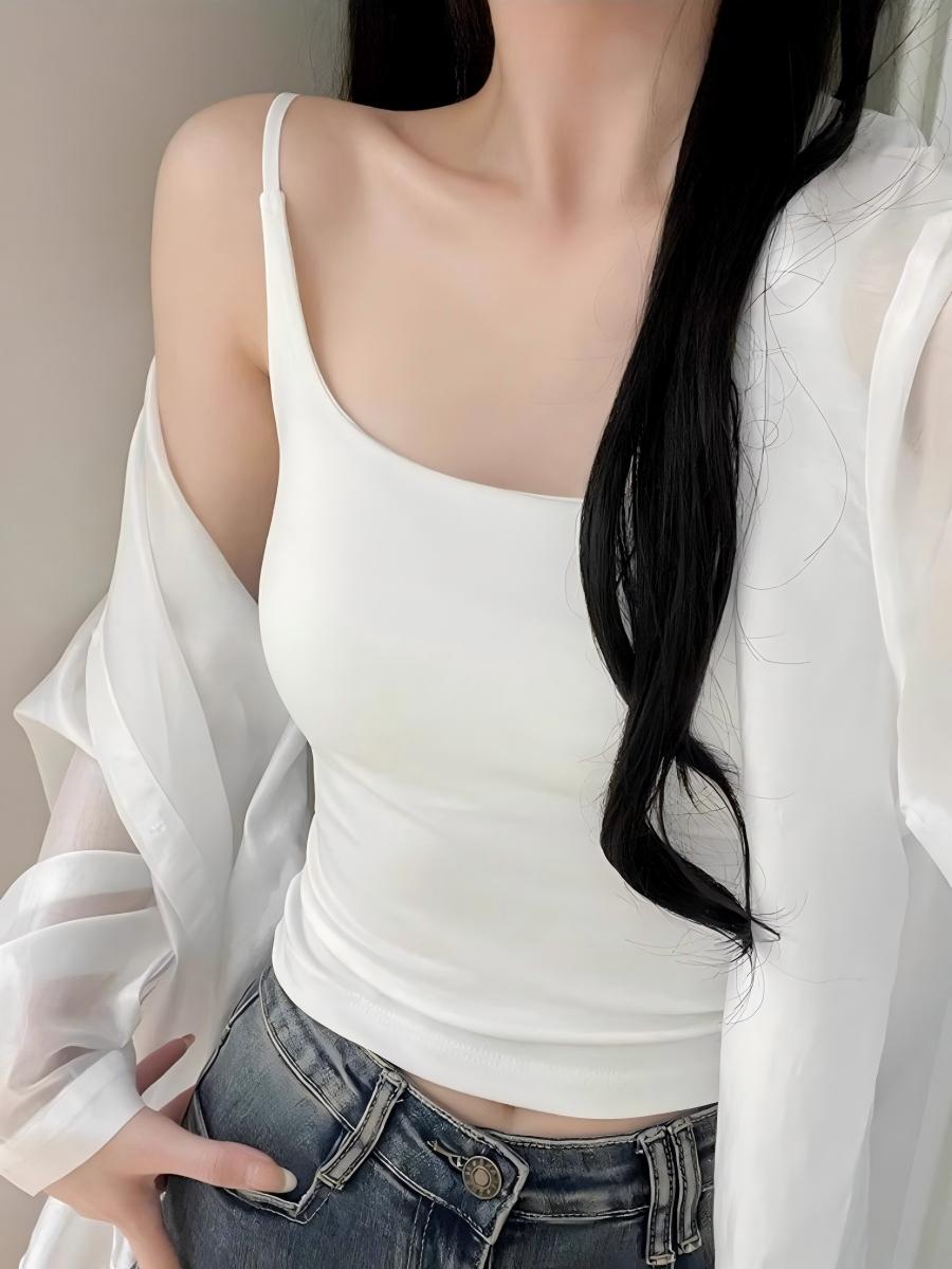 美式辣妹風丨可調節肩帶美背吊帶丨夏季顯瘦帶胸墊內搭外穿上衣
