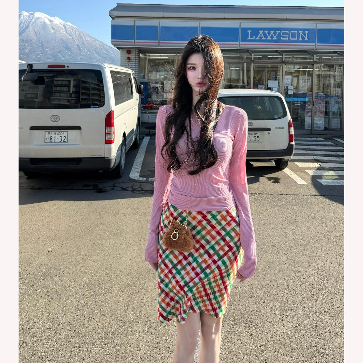 美式甜辣多巴胺格紋短裙 小個子減齡洋氣款