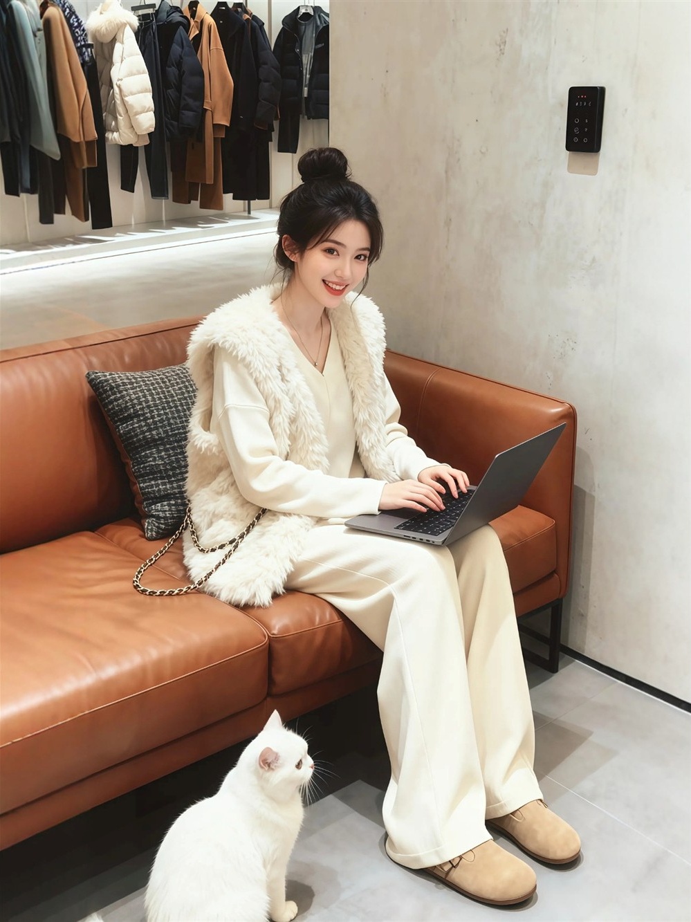 冬日高級感套裝｜毛毛背心｜針織上衣｜針織長褲｜氣質層次感穿搭