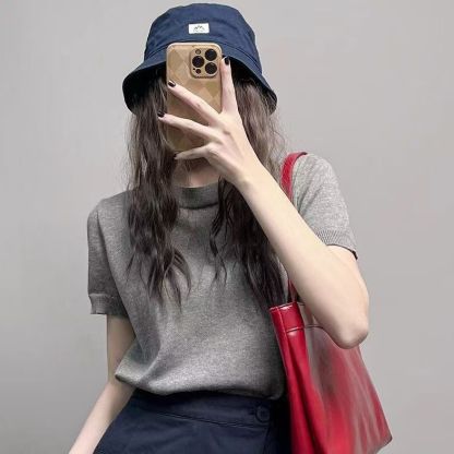 圓領短袖針織衫 | 顯瘦百搭裙褲兩件套