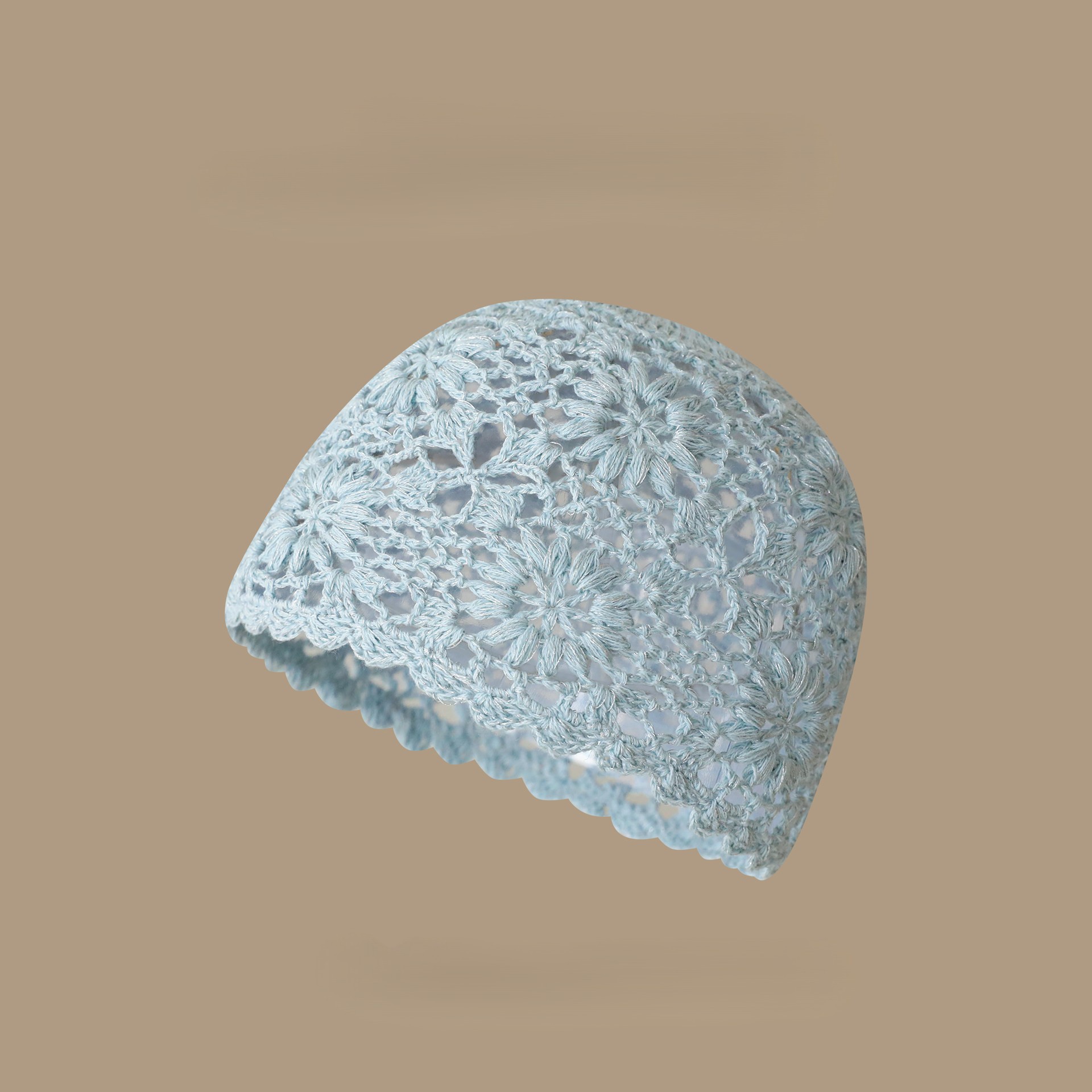 日雜風手作蕾絲透空包頭帽｜春夏薄款文藝百搭編織帽