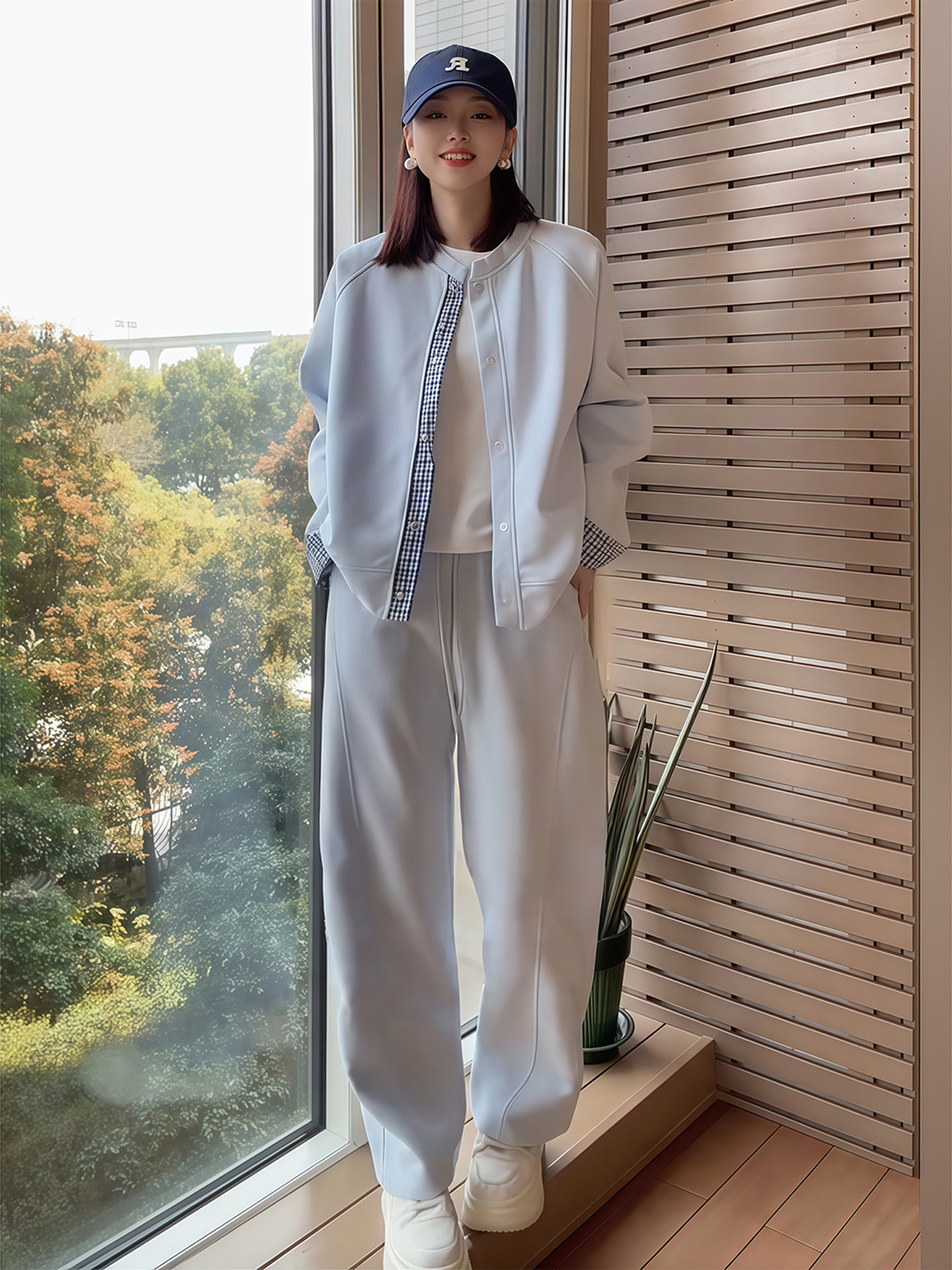 韓系休閒運動套裝｜寬鬆顯瘦衛衣 + 舒適長褲兩件組｜春秋冬日常減齡穿搭