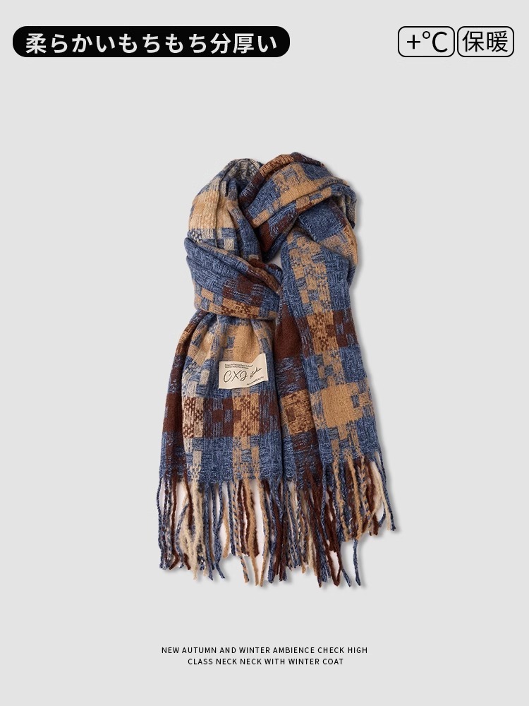 【現貨】爆款韓系仿羊絨格紋圍巾 秋冬新款