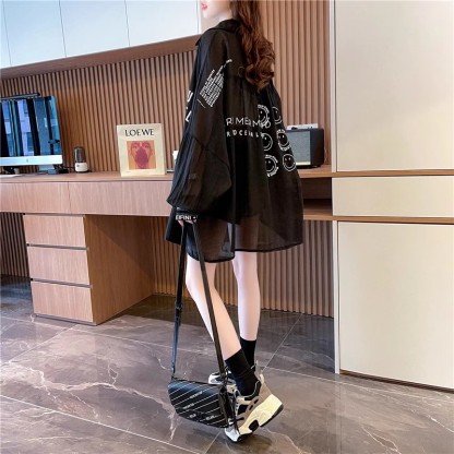 薄款透氣防曬衣 polo領開衫外套 小眾時尚網紗