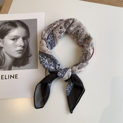 文藝復古小方巾 裝飾圍脖圍巾 棉麻透氣腰花發帶