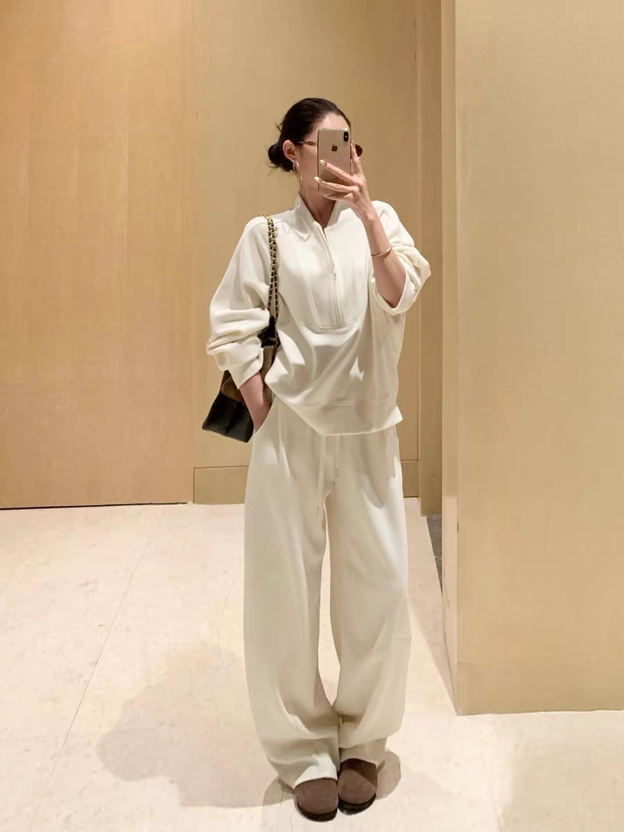 秋冬休閒運動老錢風套裝｜立領設計衛衣 + 休閒褲｜時尚高級感日常穿搭