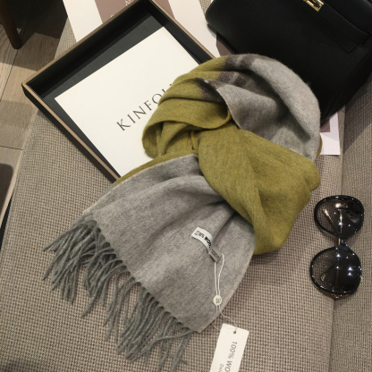 【現貨】秋冬季新款純色雙面拼色100%羊毛圍巾 羊絨披肩兩用圍脖