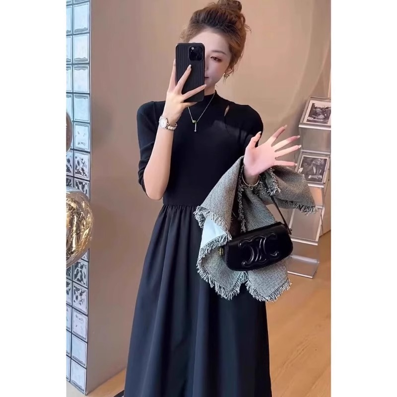 小香風背心馬甲 黑色洋裝套裝 復古輕奢顯瘦