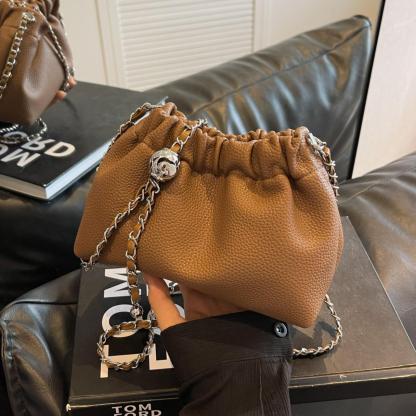 「現貨」金球雲朵包 小眾鏈條單肩包 迷你手提斜挎包