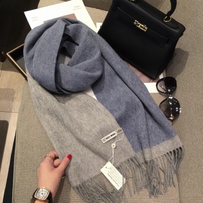 【現貨】秋冬季新款純色雙面拼色100%羊毛圍巾 羊絨披肩兩用圍脖