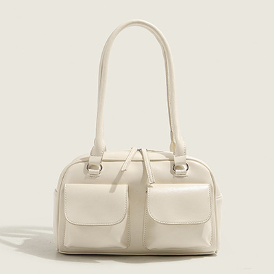 韓版保齡球包女 許允真同款腋下包包 復古簡約通勤波士頓包