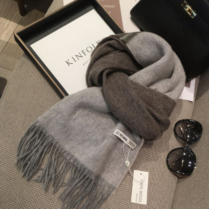 【現貨】秋冬季新款純色雙面拼色100%羊毛圍巾 羊絨披肩兩用圍脖