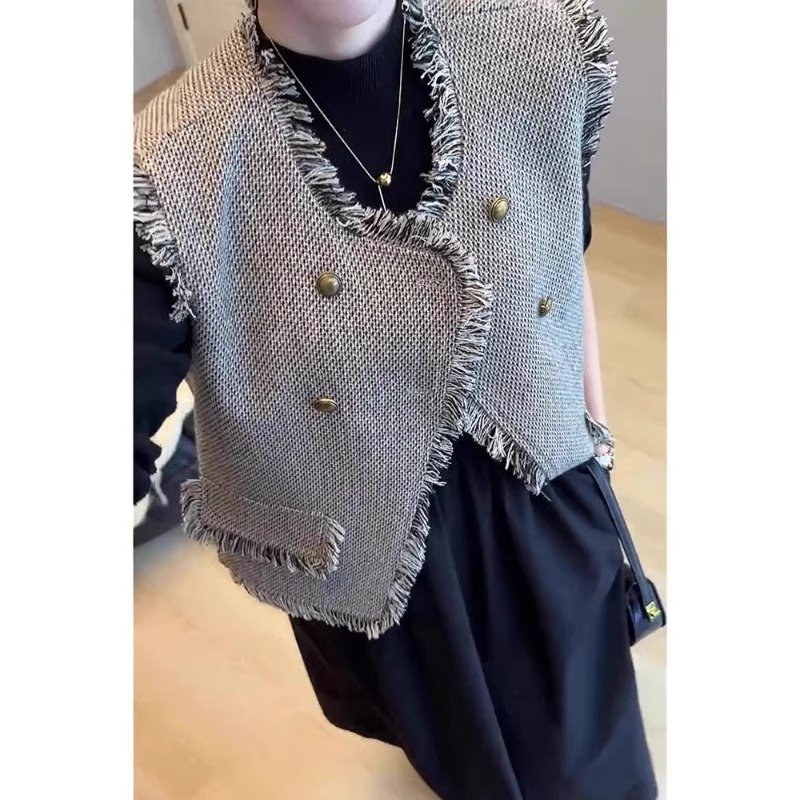 小香風背心馬甲 黑色洋裝套裝 復古輕奢顯瘦