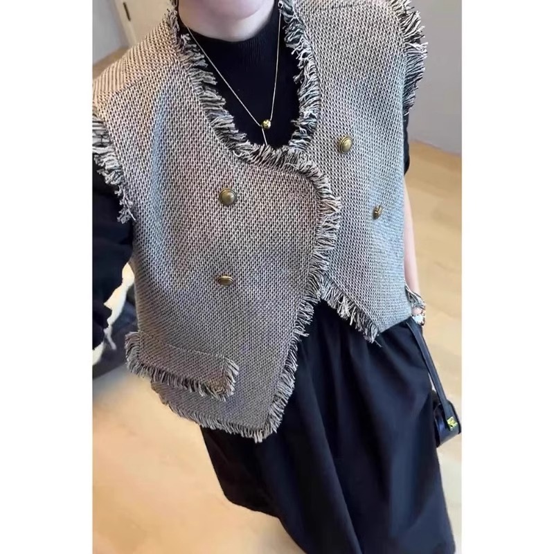 小香風背心馬甲 黑色洋裝套裝 復古輕奢顯瘦