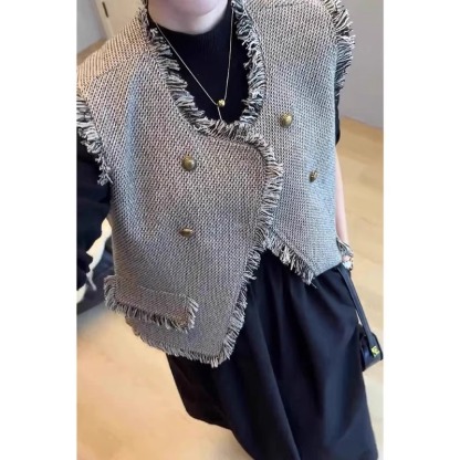 小香風背心馬甲 黑色洋裝套裝 復古輕奢顯瘦