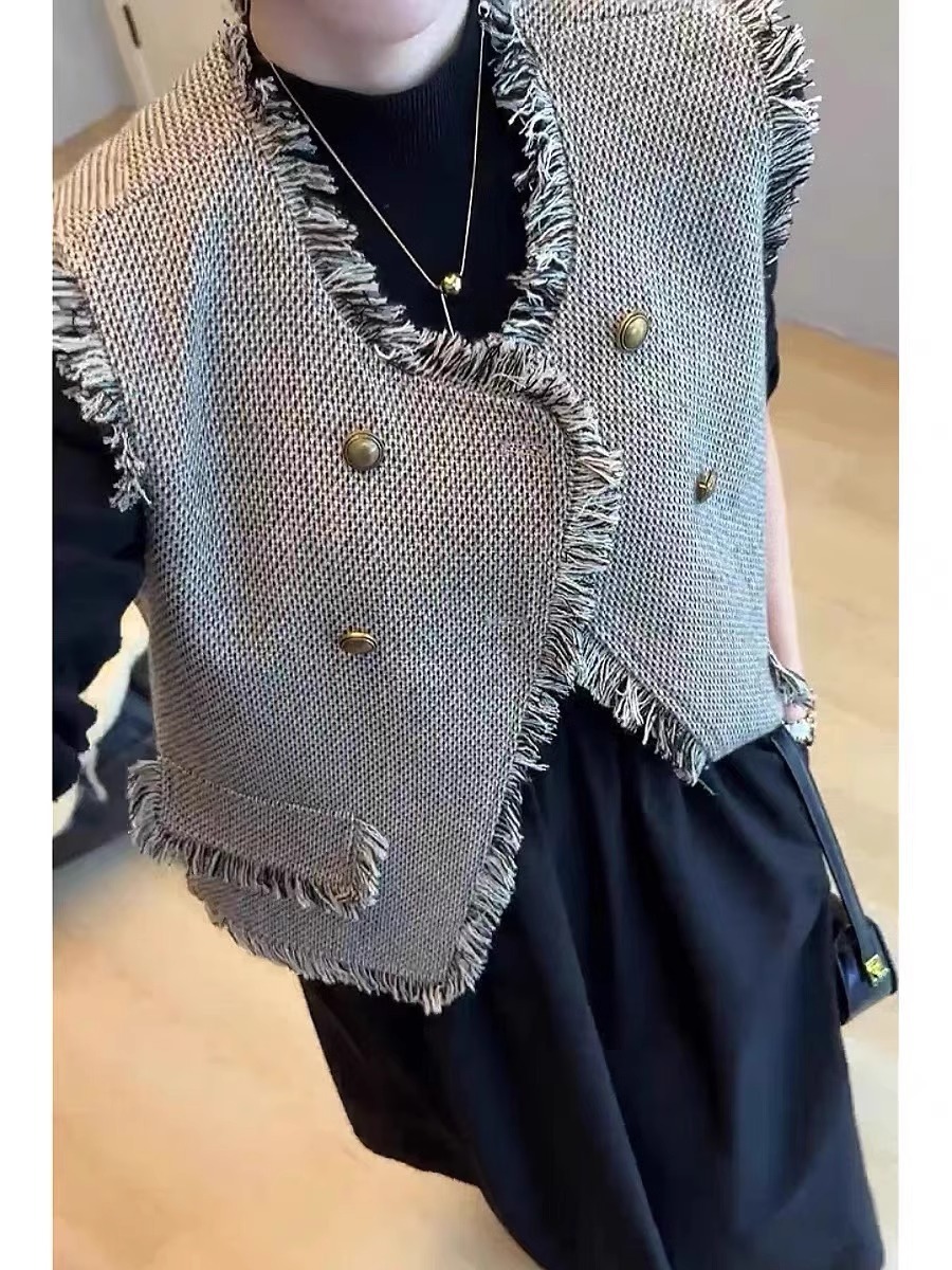 小香風背心馬甲 黑色洋裝套裝 復古輕奢顯瘦