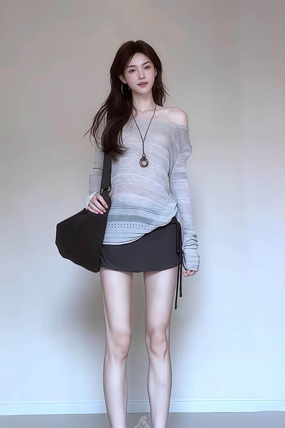 純欲慵懶時尚套裝 |  肌理鏤空微透防曬針織上衣+綁帶短裙褲