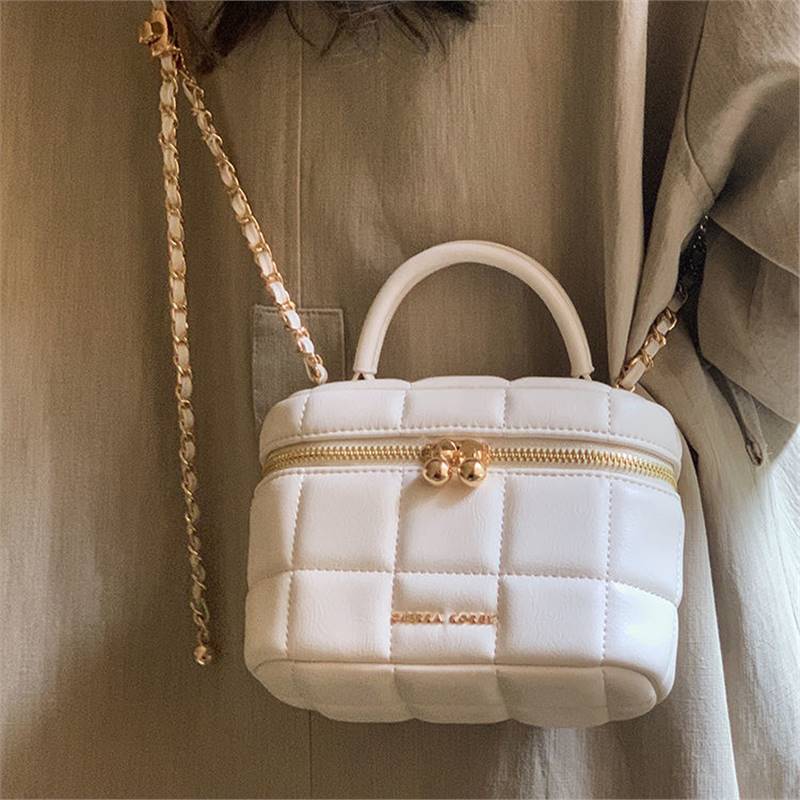 「現貨」小香風 千金盒子包 斜挎手提 鏈條輕奢