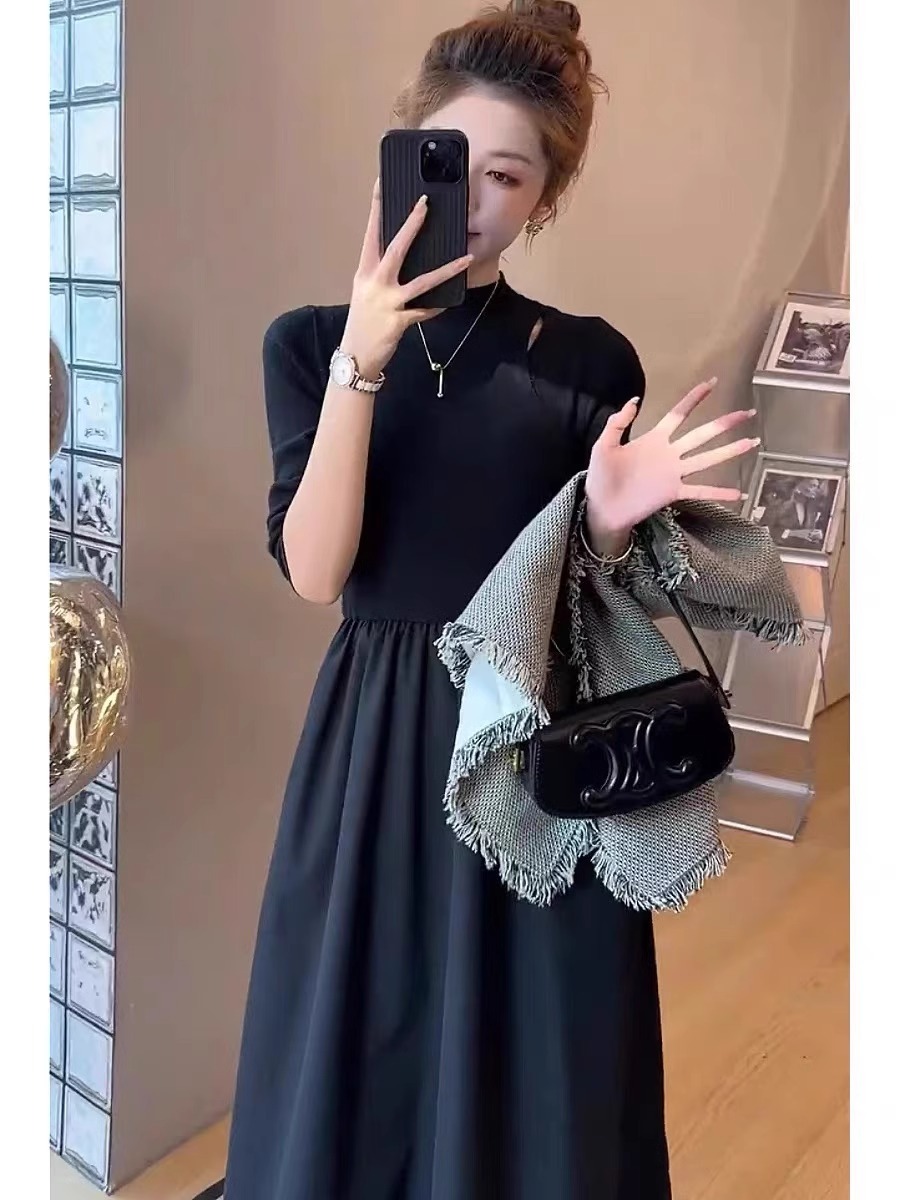 小香風背心馬甲 黑色洋裝套裝 復古輕奢顯瘦