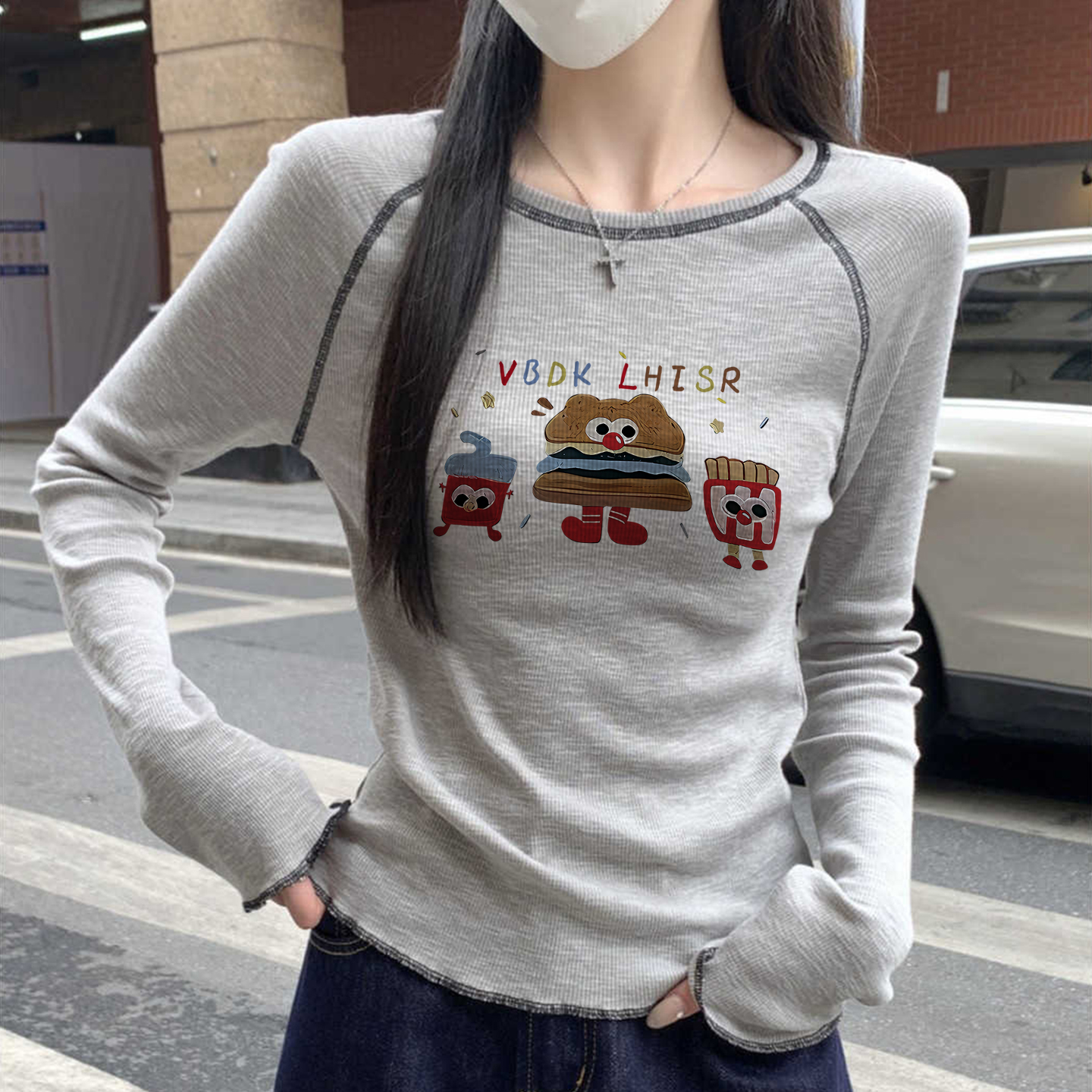 百搭正肩長袖T｜小清新素面內搭