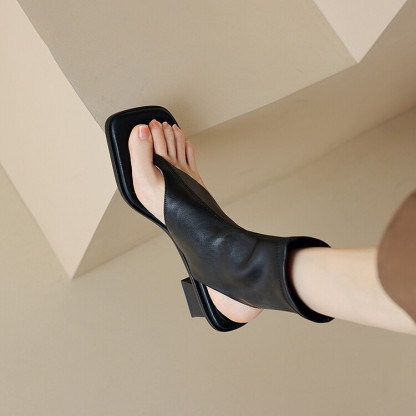 Y2K Elastic Sandal Boots - Platform Toe Ring Slides 2025