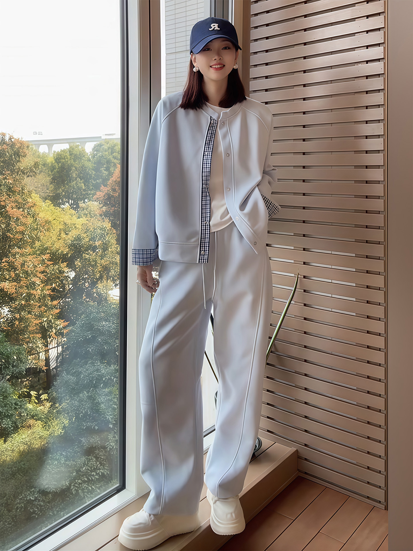 韓系休閒運動套裝｜寬鬆顯瘦衛衣 + 舒適長褲兩件組｜春秋冬日常減齡穿搭