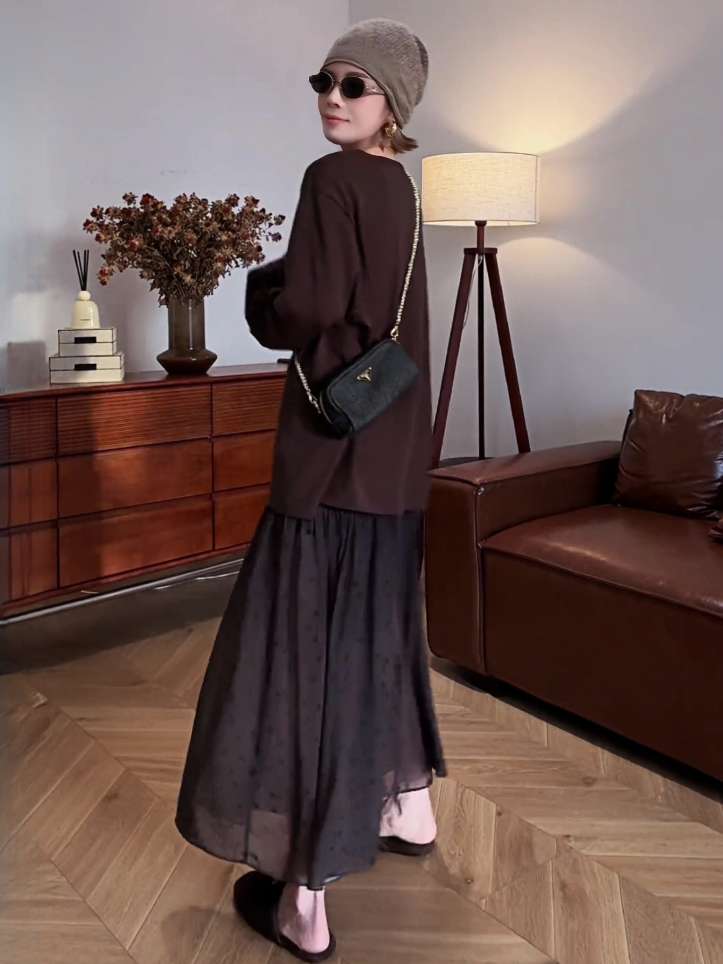 早秋必備｜慵懶風拼接上衣+半身裙 休閒套裝組