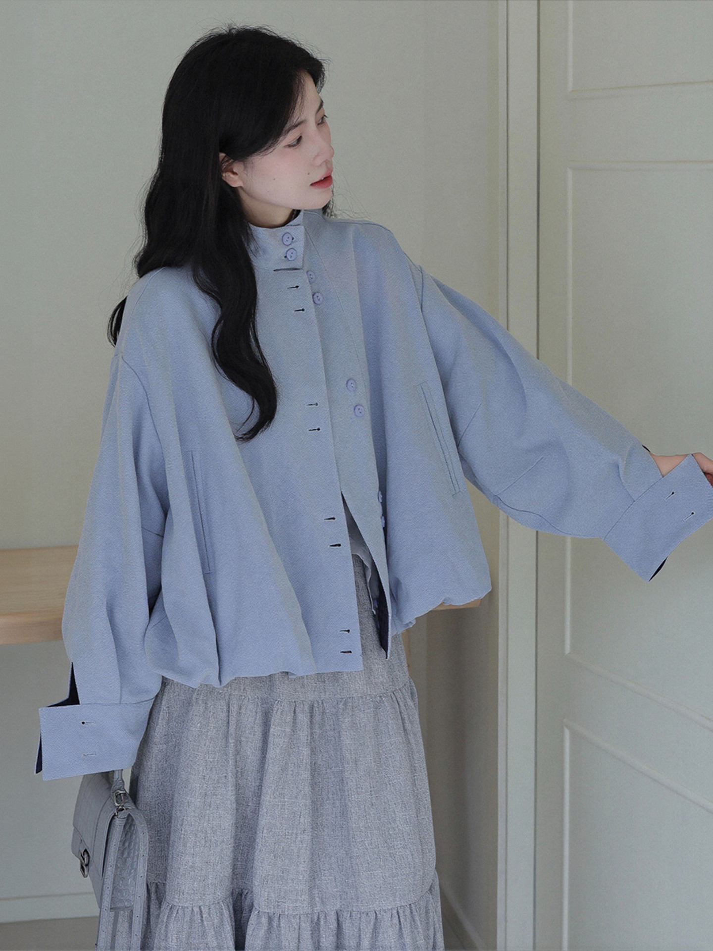 2025秋季韓系溫柔風「兩穿設計」外套套裝｜一件外套兩種穿搭 x 花苞下擺顯瘦半身裙｜