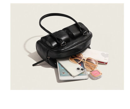 韓版保齡球包女 許允真同款腋下包包 復古簡約通勤波士頓包