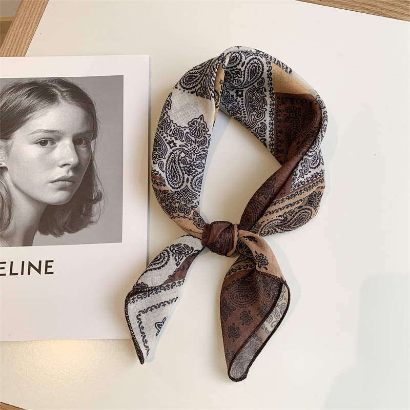 文藝復古小方巾 裝飾圍脖圍巾 棉麻透氣腰花發帶