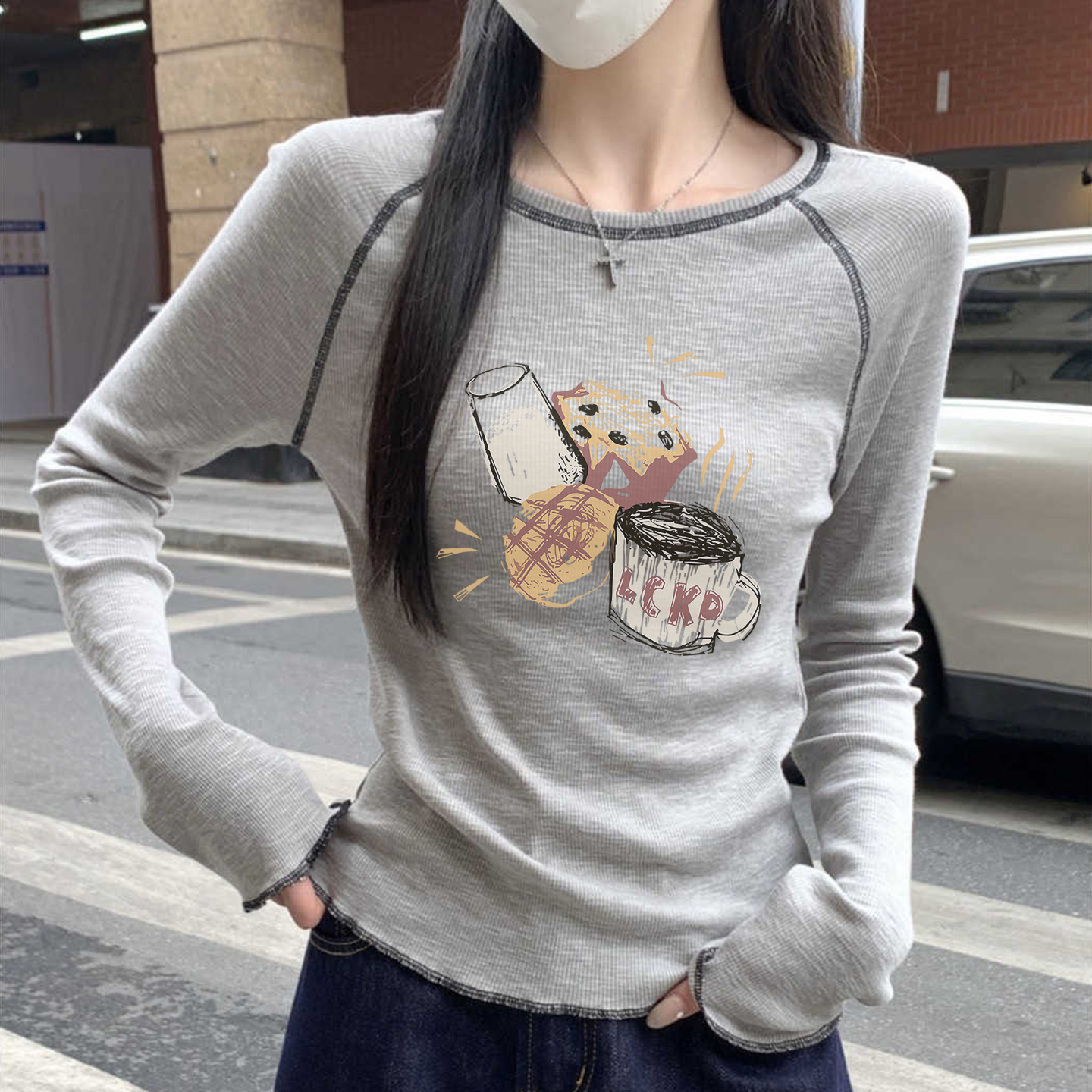 百搭正肩長袖T｜小清新素面內搭