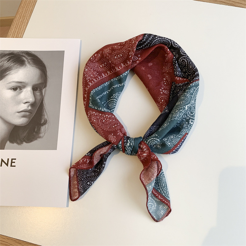 文藝復古小方巾 裝飾圍脖圍巾 棉麻透氣腰花發帶