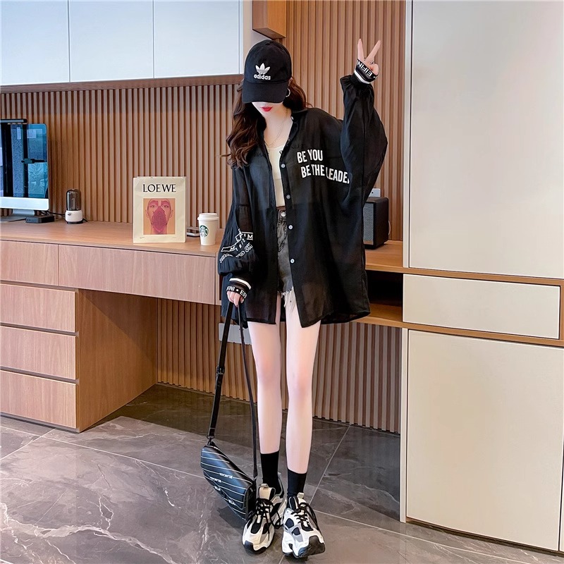 薄款透氣防曬衣 polo領開衫外套 小眾時尚網紗