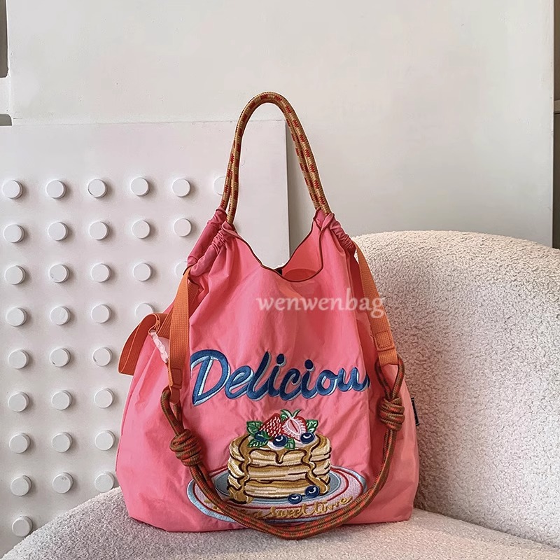 「現貨」高圓圓同款 日系Ball Chain刺繡購物袋 輕奢大容量單肩包