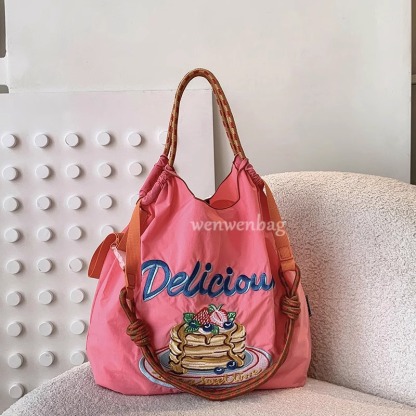 「現貨」高圓圓同款 日系Ball Chain刺繡購物袋 輕奢大容量單肩包