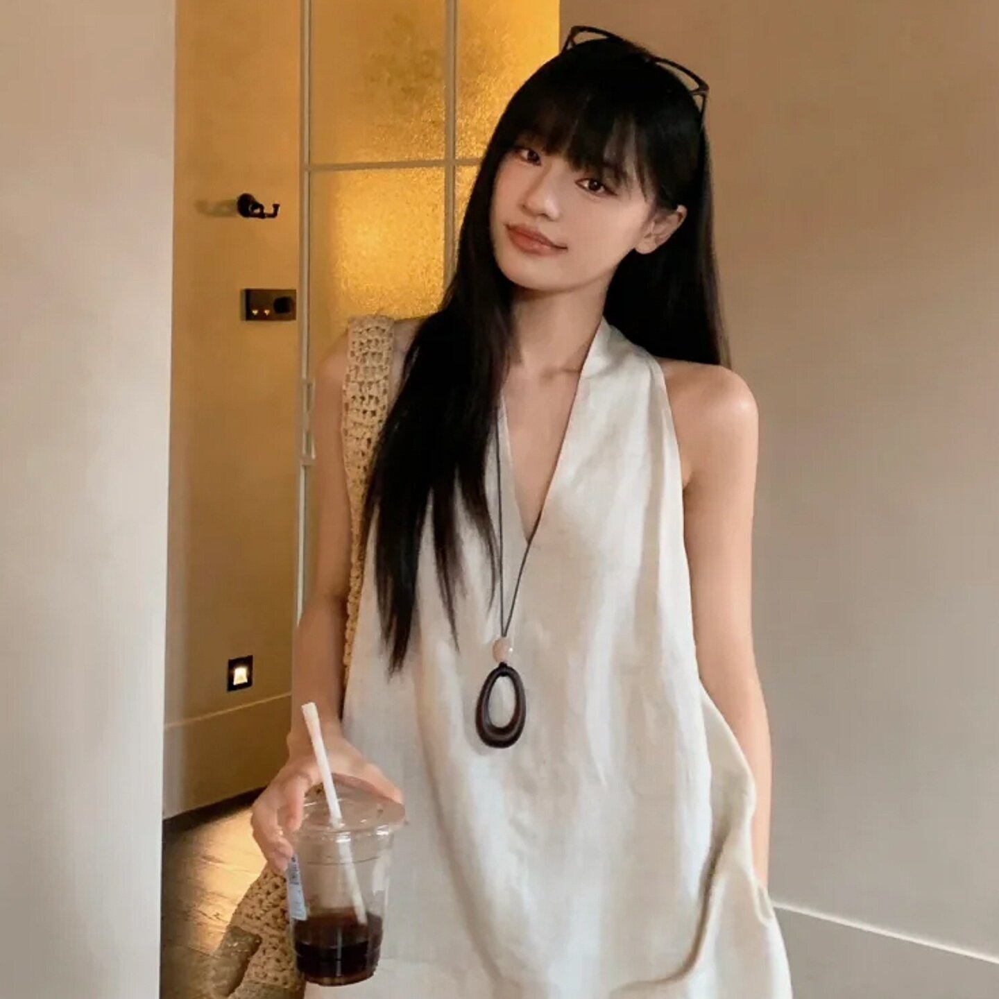 光面銀色水滴形吊墜 ｜簡約長款細針蛇骨項鍊