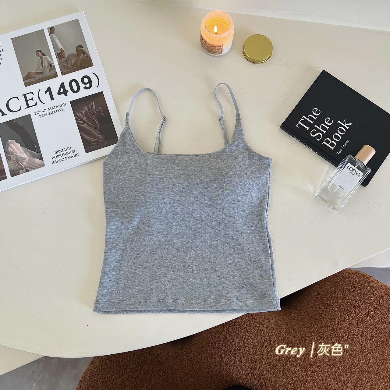 純棉性感細肩帶｜固定胸墊設計｜顯瘦收副乳｜修身打底背心｜均碼韓版三色選