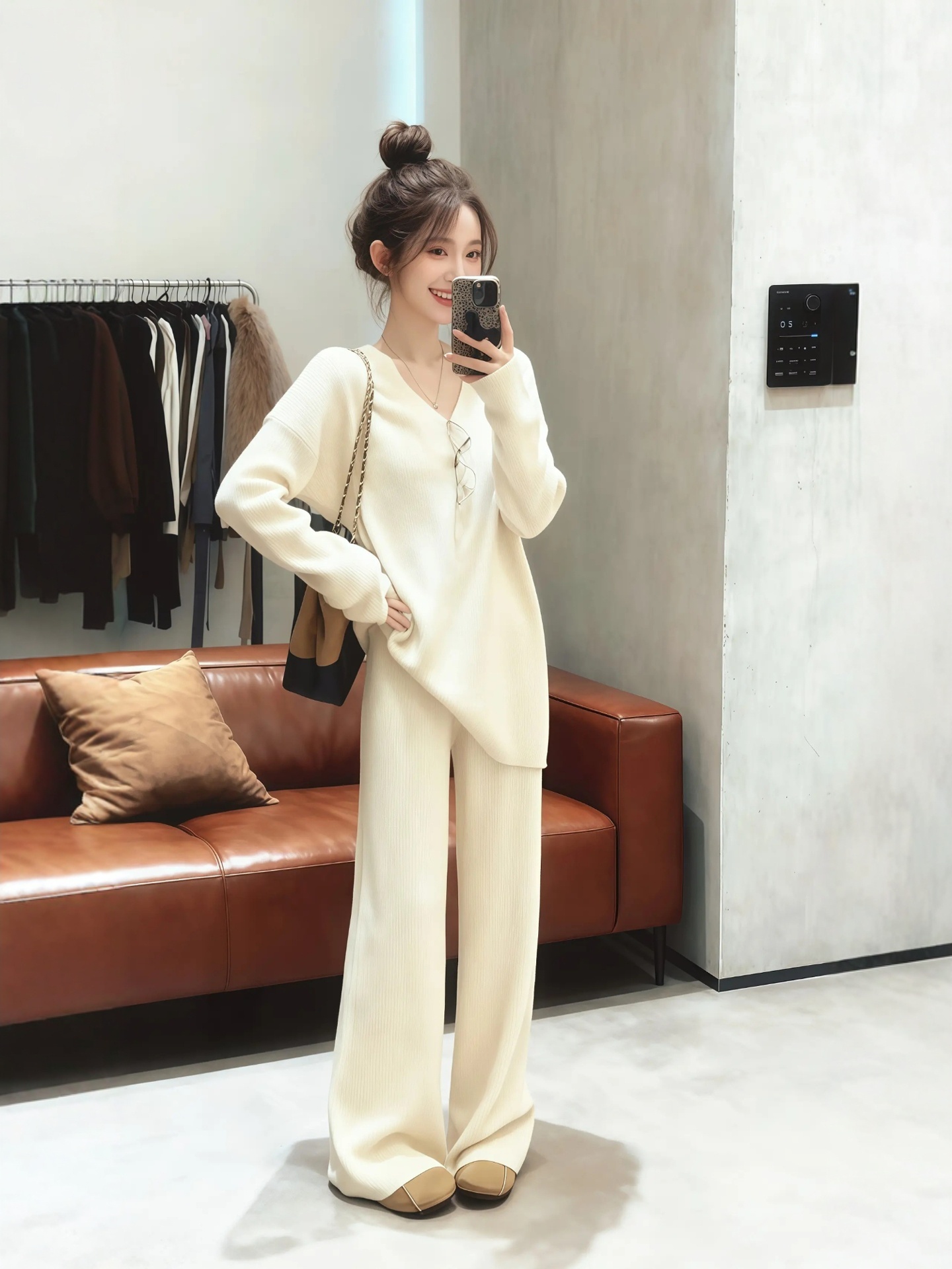 冬日高級感套裝｜毛毛背心｜針織上衣｜針織長褲｜氣質層次感穿搭