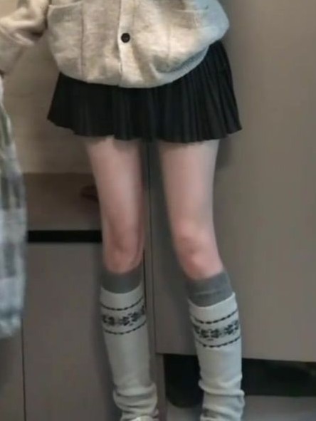 韓系氣質百搭針織開衫+高腰顯瘦半身裙兩件套