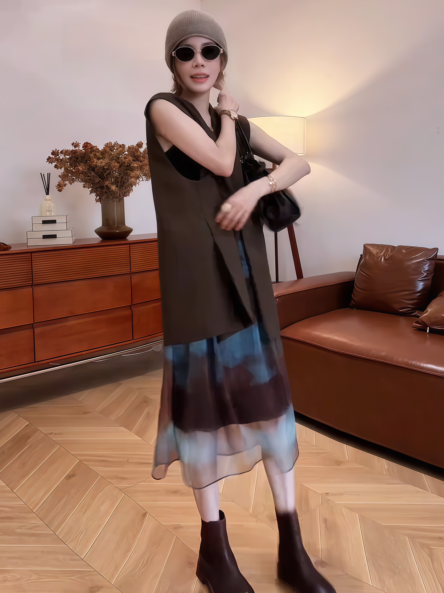 早秋姐系套裝｜西外馬甲扎染裙組