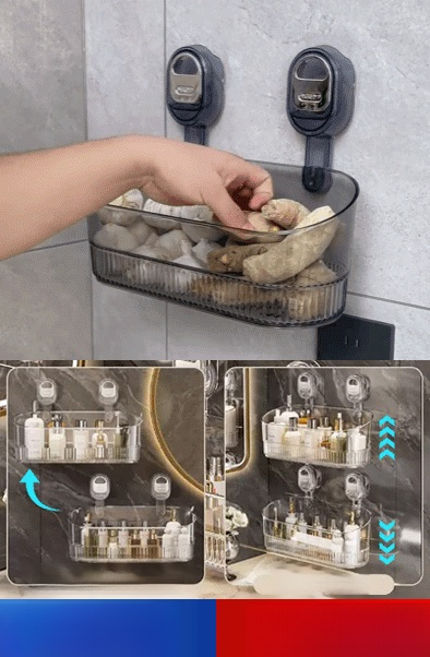 ชั้นวางของแบบติดผนังด้วยซิลิโคน ['ยึดติดง่ายเพียงแค่กด หนึ่งครั้ง ได้ที่ทั้งหมด สามารถจัดเก็บขวดและภาชนะต่างๆ ในครัว ห้องน้ำ และห้องนอน ทำให้เป็นระเบียบเรียบร้อย✨✨