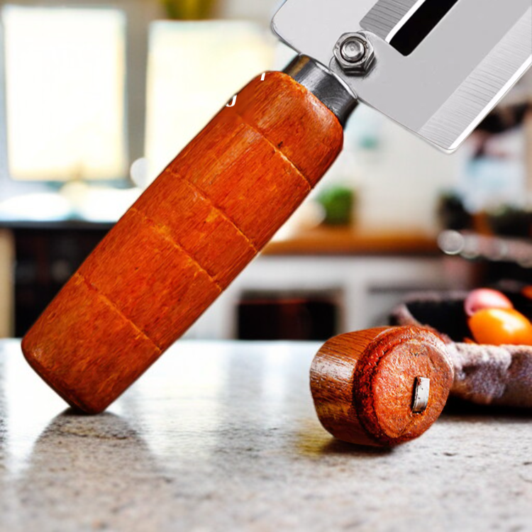 มีดปอกเปลือกด้ามจับไม้แบบใบมีดคู่