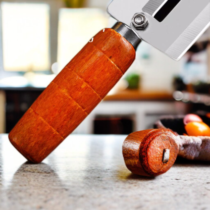 มีดปอกเปลือกด้ามจับไม้แบบใบมีดคู่