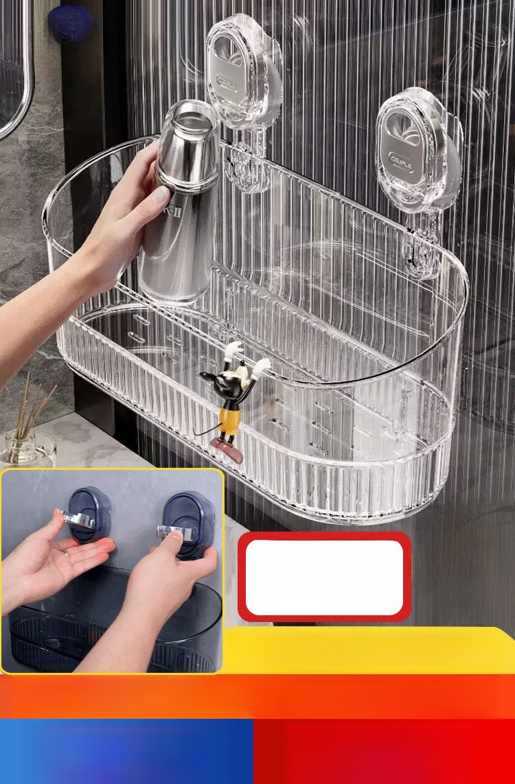 ชั้นวางของแบบติดผนังด้วยซิลิโคน ['ยึดติดง่ายเพียงแค่กด หนึ่งครั้ง ได้ที่ทั้งหมด สามารถจัดเก็บขวดและภาชนะต่างๆ ในครัว ห้องน้ำ และห้องนอน ทำให้เป็นระเบียบเรียบร้อย✨✨