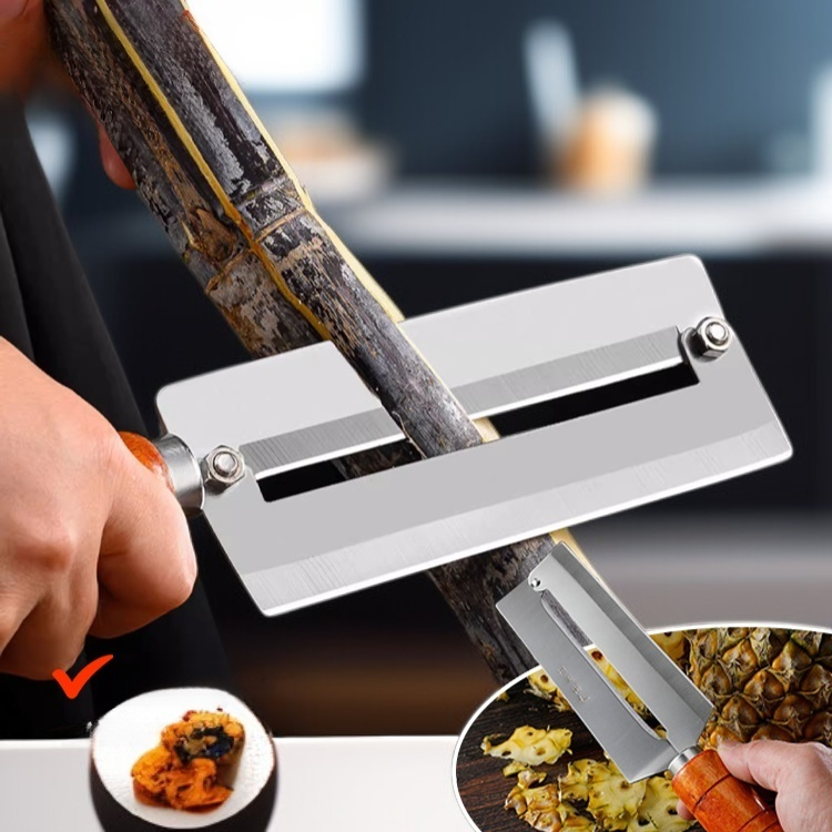 มีดปอกเปลือกด้ามจับไม้แบบใบมีดคู่